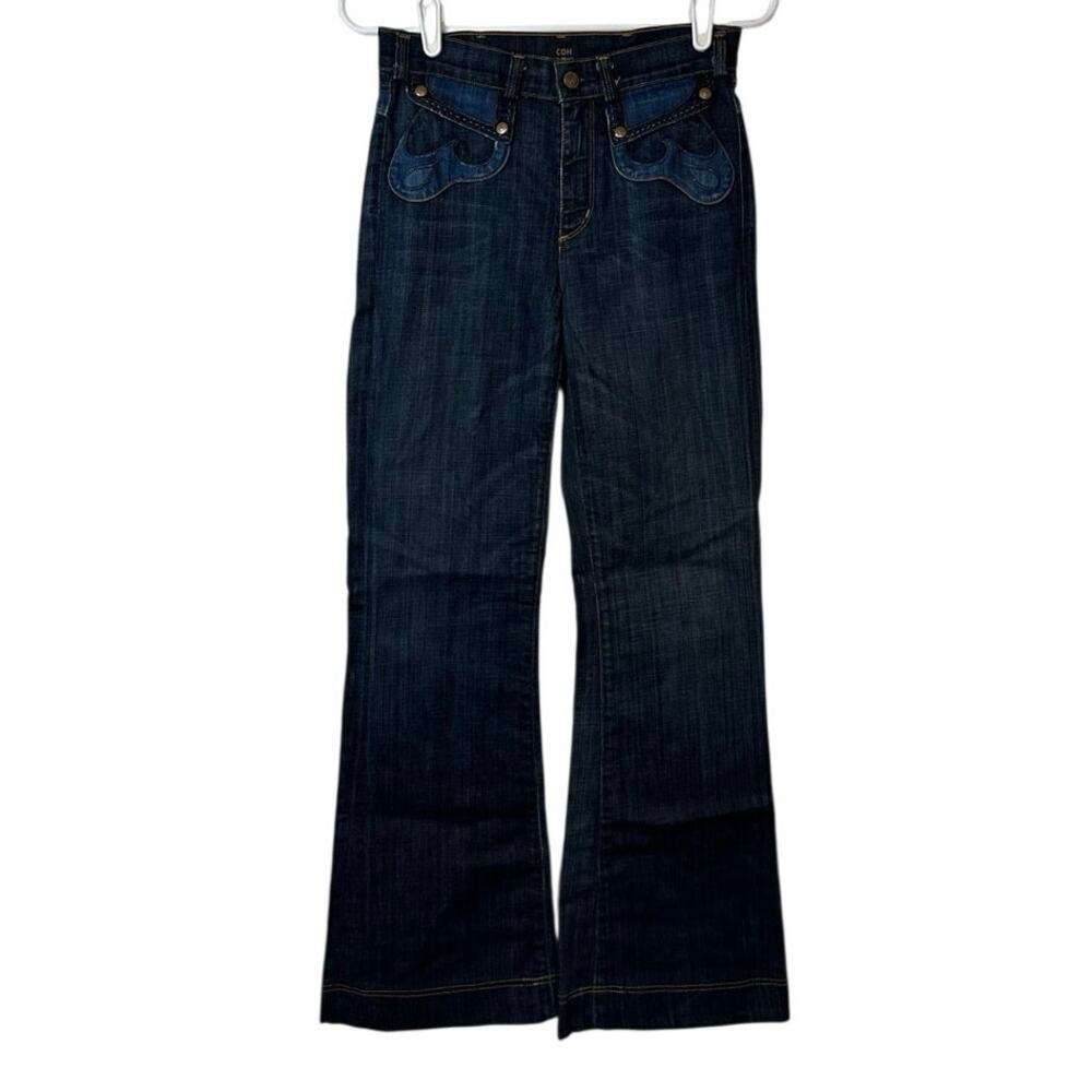 Citizens of Humanity Denim Flare Jeans Size 26‎ Dark Wash Embroidered Pockets